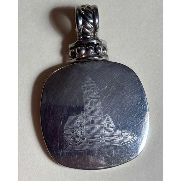 Best Hombre Fashion Jewelry - Best Brand Pendant Lighthouse Port Head Light Silver Tone Well Made 1"